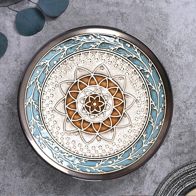 

Creative Full Set of Tableware Plate European-Style Kiln Underglaze Color Hand-Painted Ceramic Bowl Pratos De Jantar Conjunto