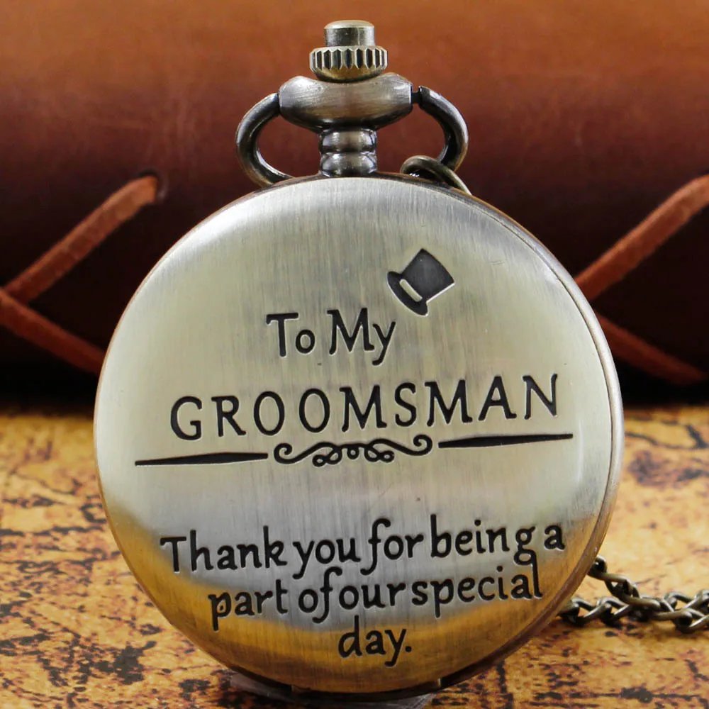 

Кварцевые карманные часы для мужчин «To My groomsman», винтажные тематические часы для друзей с ожерельем, свадебный подарок, мужские часы
