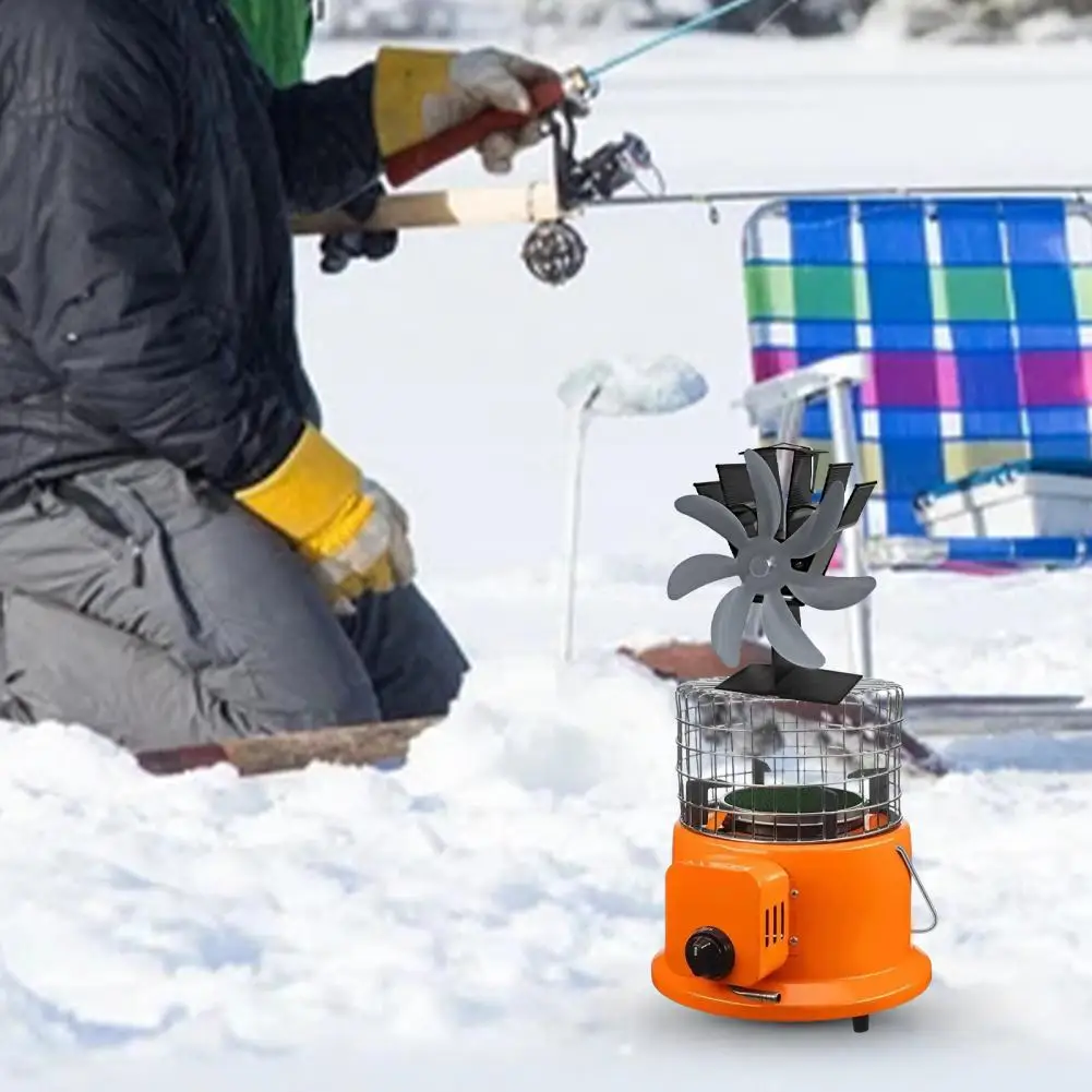 

Fireplace Fan Efficient Heat Distribution Low Noise Portable Ice Fishing 7 Blade Heat Powered Mini Stove Fan for Outdoor