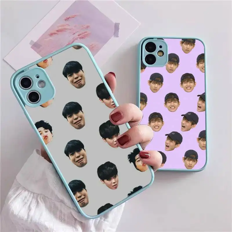 

BTS-Bangtan-Boys-faces Phone Case For iphone 13 12 11 xr xs x 7 8 pro max Light blue Soft TPU Silicone Clear Case Cover