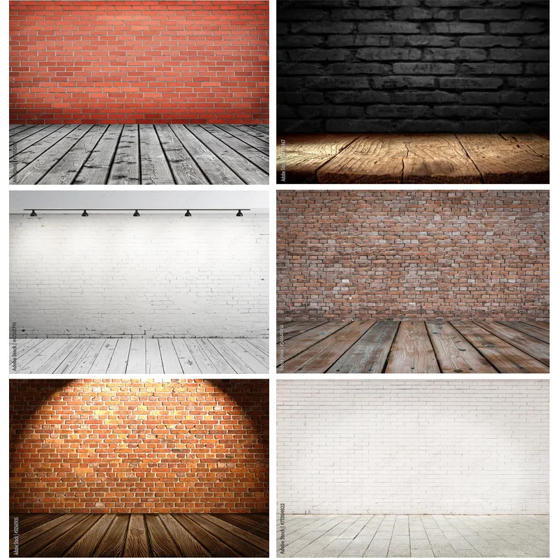 

Durable Less Wrinkles Vintage Brick Wall Wooden Floor Photography Backdrops Photo Background Studio Prop 211218 ZXX-24