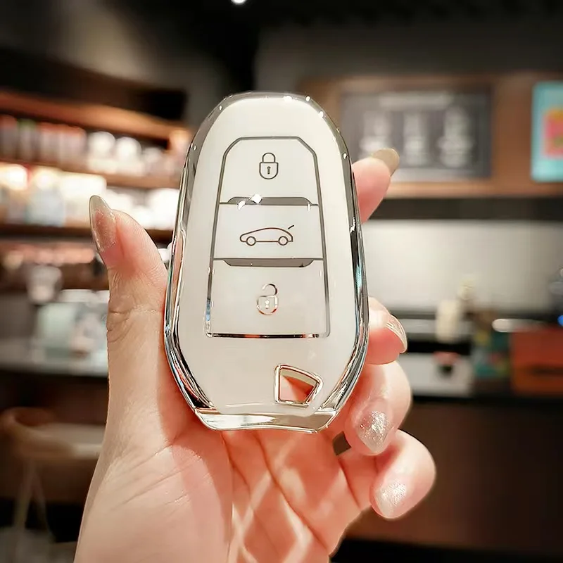 Чехол для автомобильного ключа с серебряными краями из ТПУ, чехол для Peugeot 308 408 508 2008 3008 4008 Citroen C4 C4L C6 чехол Picasso DS3 DS4 DS5