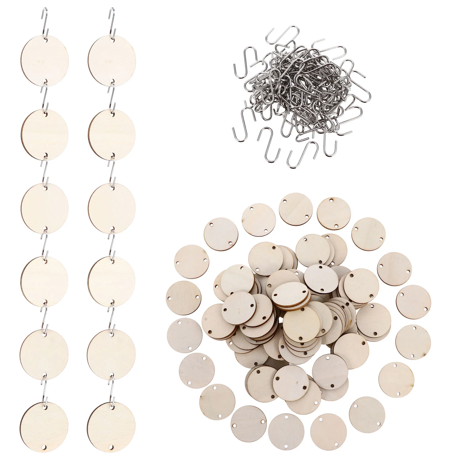 

100pcs Wooden Tags with Holes and 100pcs for Birthday Reminder Wooden Wall Hanging Plaque Board DIY Calendar Accessories