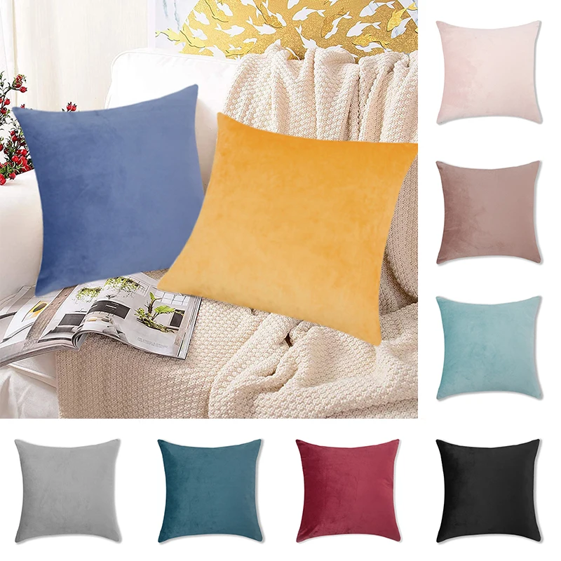 

Velvet Throw Pillow Cover Soft Solid Color Pillowcase Square Cushion Case For Sofa Bedroom Car Home Decor 40x40cm Pillowcase