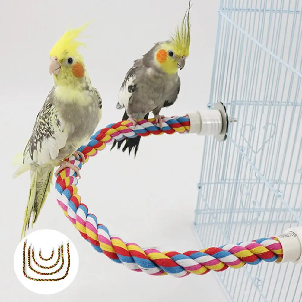 

Bird Bite Toy Multi-color Parrot Standing Woven Rope Toy Bird Chew Toy Bendable Pet Parrot Standing Perches For Parakeet