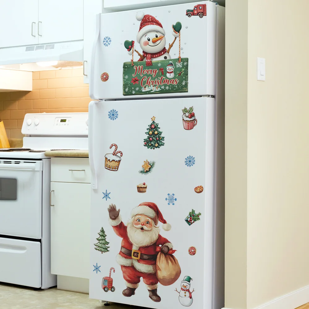 1 шт. рождественские украшения Санта-Клаус снеговик холодильник шкаф украшение