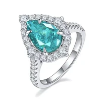 huitan gorgeous blue pear shaped cz wedding rings unique deign temperament elegant womens accessories new arrival ring jewelry