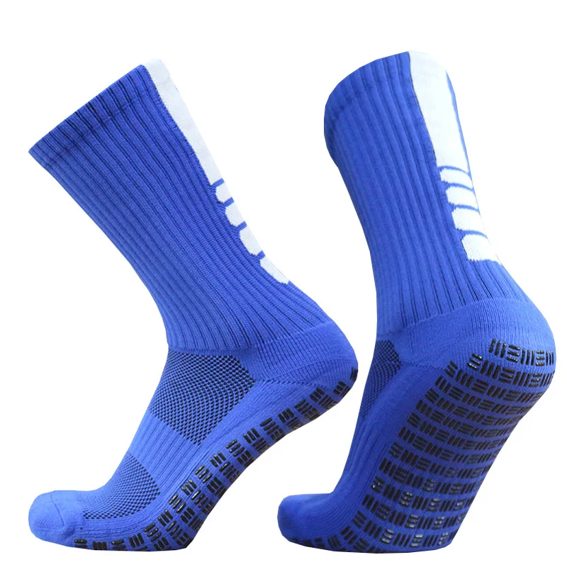 New Anti Slip Soccer Socks Men Vertical Stripes, Dots, Three Bars Grip Football Socks images - 6