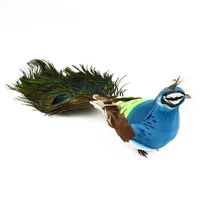artificial peacock bird feathered realistic garden home decor ornament creative gift photography props crafts sculpture