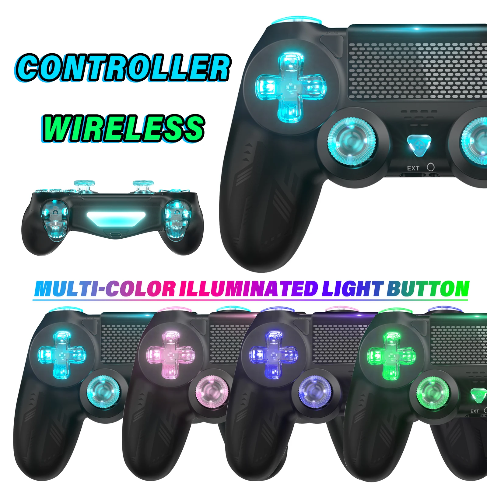 

For PS4/Slim/Pro Controller,light button Wireless Game controle Compatible,Remote Gamepad Support/Dual Vibration/Turbo/6-Axis