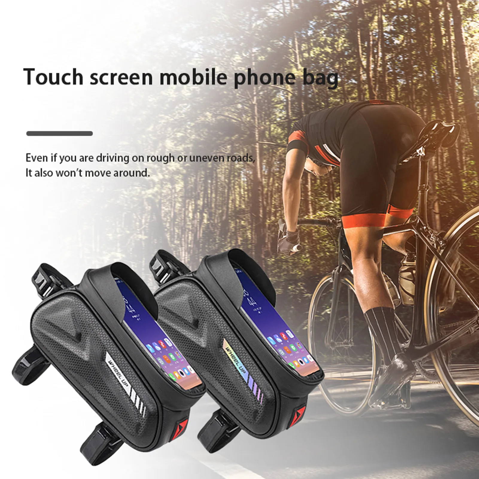 

Rainproof Bicycle Bags Touch Screen Mountain Road Bike Top Tube Eva Hard Shell Phone Phone Holder Cycling Bag
