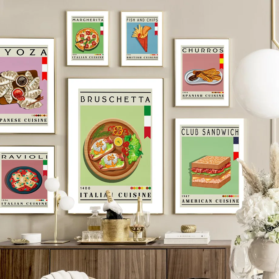 

Sandwich Chips Ramen Sushi Food Kitchen Wall Art Canvas Painting Nordic Posters And Prints Wall Pictures For Living Room Decor