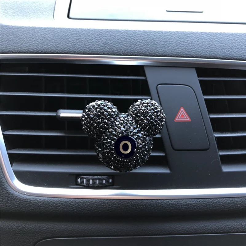 

26 English letters black diamond Mickey head car air outlet perfume clip car air conditioning perfume car interior