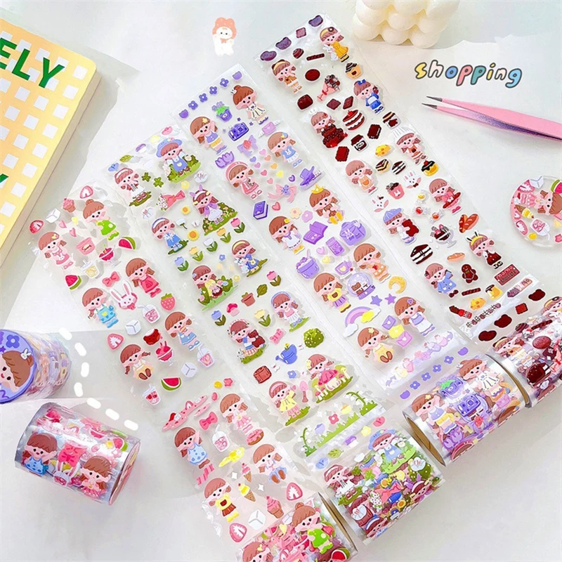 

Cartoon Paper Tape Sticker Whole Roll Handbook Special-shaped Collage Tape Single Strip Washi Tape Decoration DIY Materials