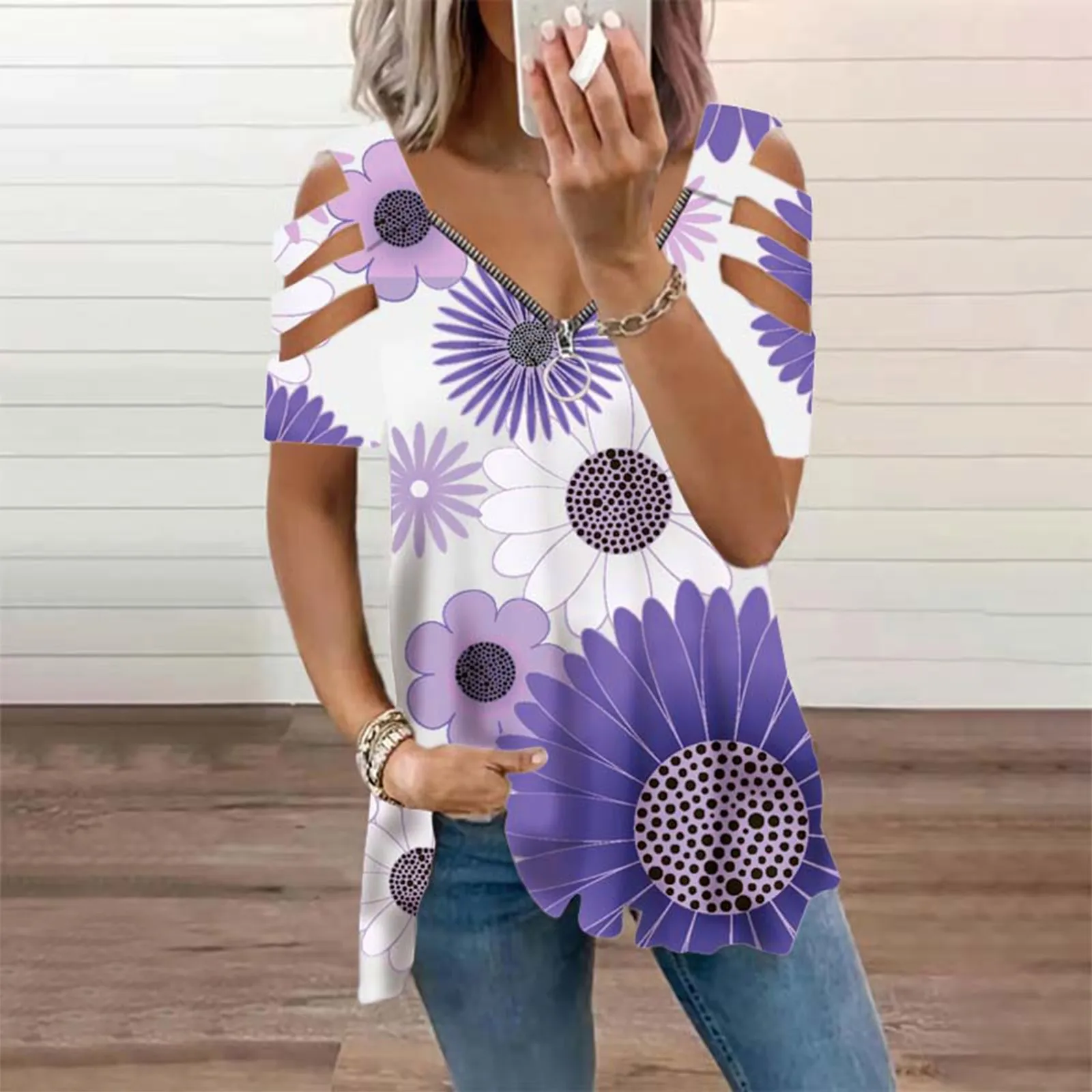 

Gray Tops Women Casual Womens V Neck Short Sleeves Cold Shoulder Top With Zip Tank Top T Large Scoop Navy Blue Floral Blouses