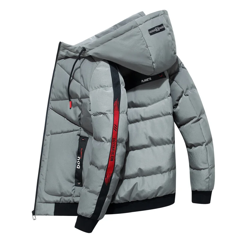 2022 Winter Coat Men's Jacket Windproof Aviator Fashion Collar Spring Autumn Casual Solid Color Quilted Warm Zipper