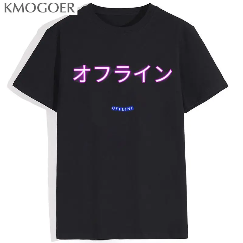 

Футболка мужская с мультяшным принтом, японская аниме эетика в автономном режиме, смешная Милая мультяшная футболка в стиле Харадзюку, улич...