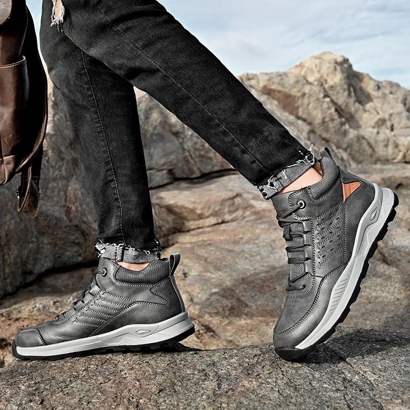 Xiaomi Men Genuine Leather Hiking Shoes Lace Up Trend Comfortable Sneakers Outdoor British Fashion Walking Shoes Moccasins Shoes