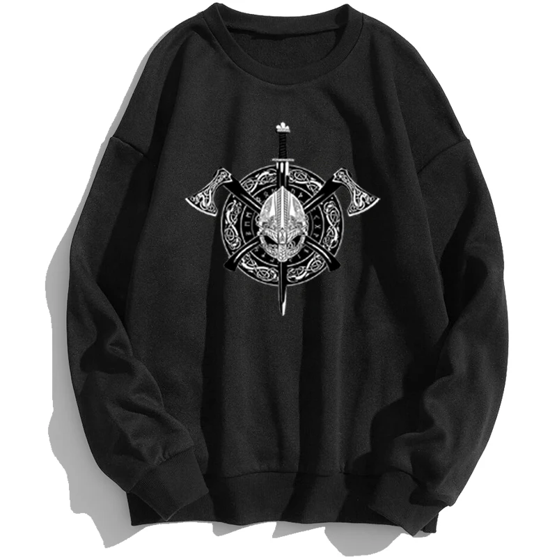 

Свитшоты унисекс Vikings, толстовка Одина, ателстан, вальгалла, свитшот, пуловер, худи, уличная одежда, мужской осенний джемпер с треугольным во...