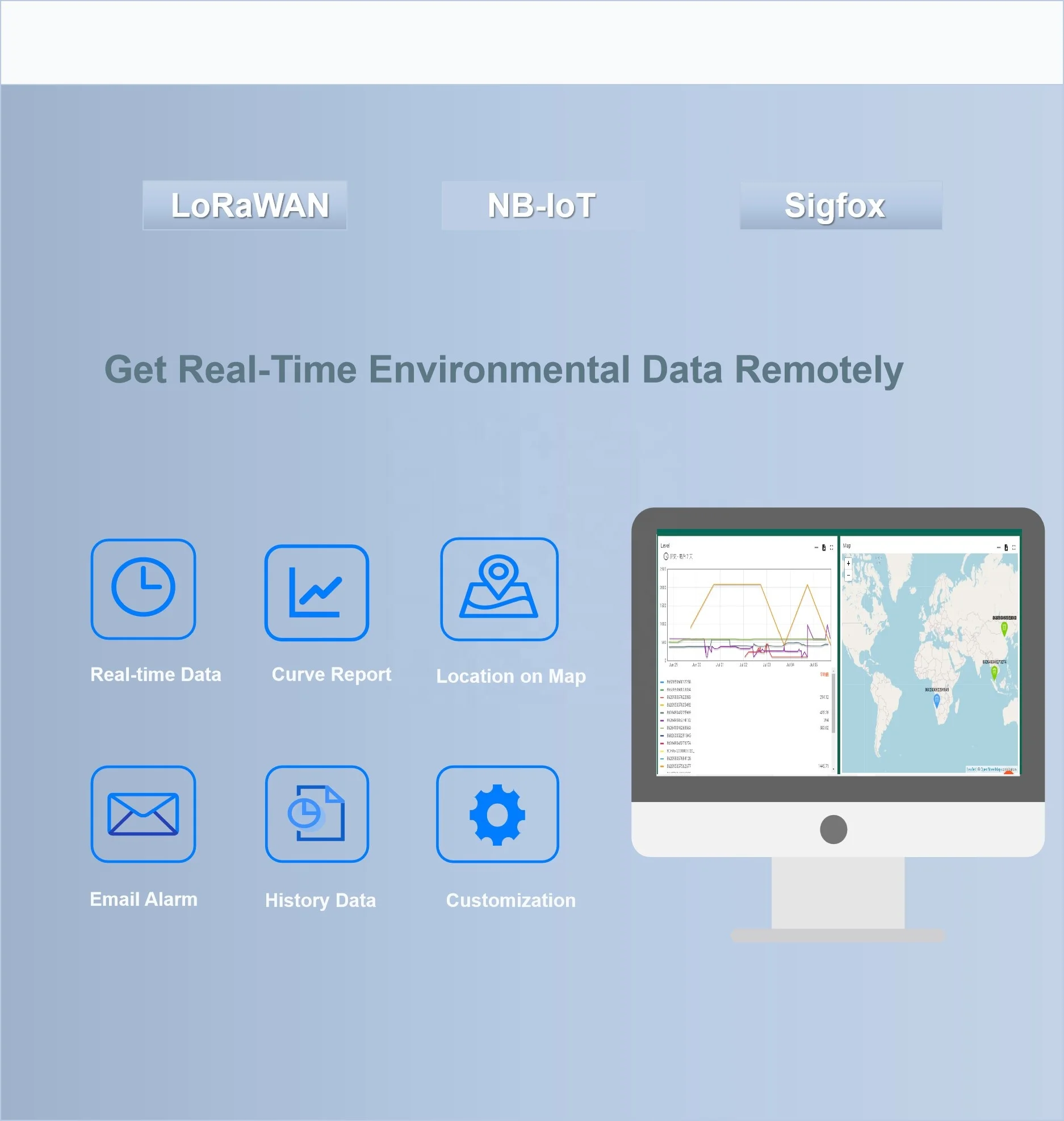DT320 NB-IoT Lorawan Sigfox Метановый аммиак этанол и сигарета для мониторинга качества