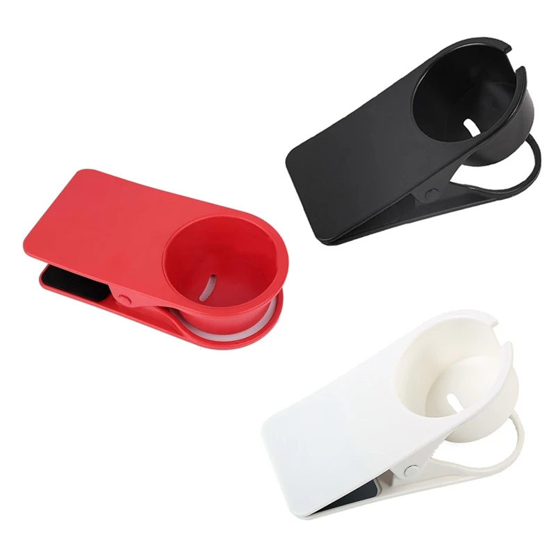 

3 Pack Desk Side Bottle Cup Stand The DIY Glass Clamp Storage Saucer Clip Water Coffee Mug Holder Clip (Red,Black,White)