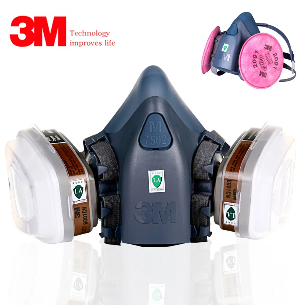 

3M 7502 Painting Spraying Gas Mask Chemcial Safety Work Gas Mask Proof Dust Facepiece Respirator Mask Half face Mask With Filter