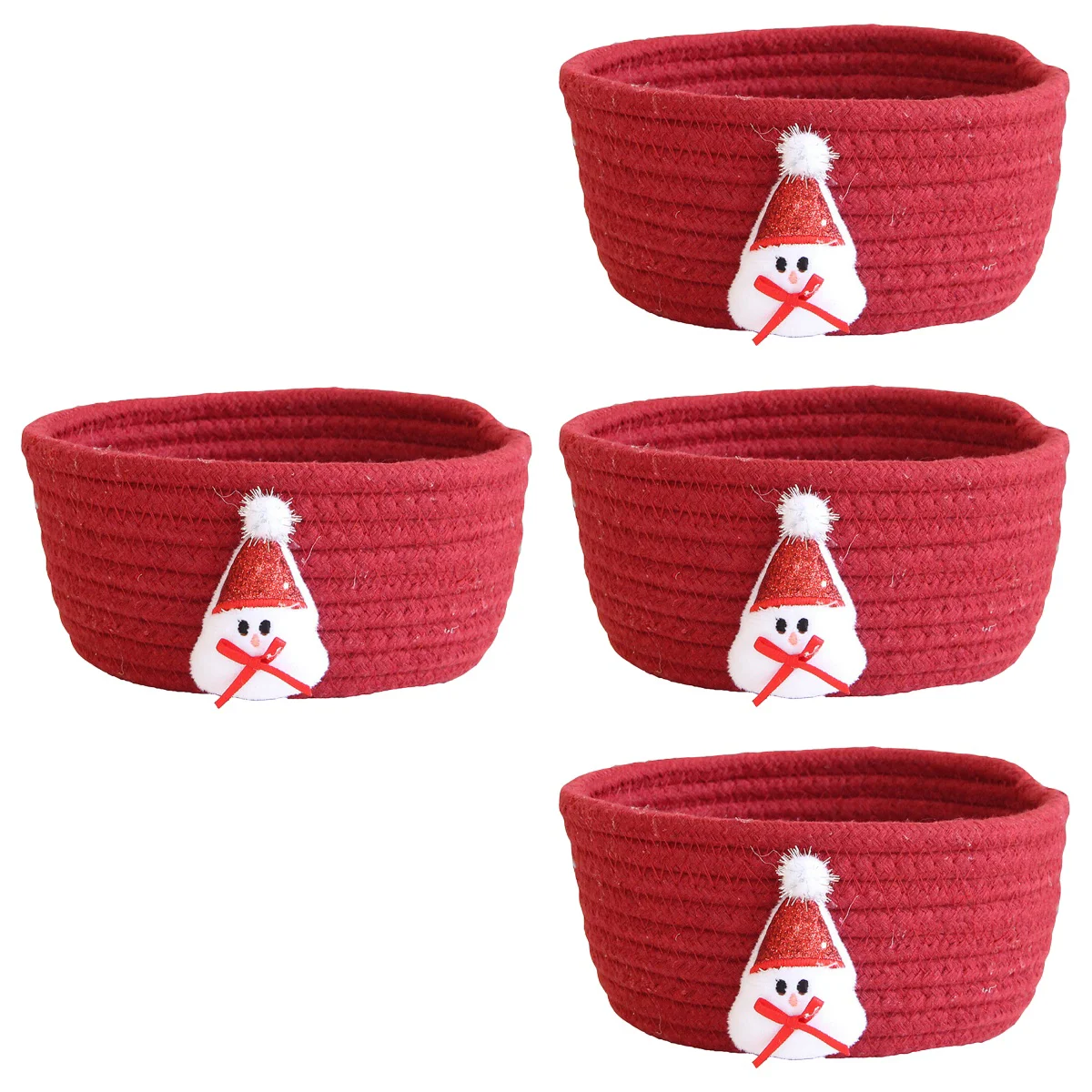 

4x Holiday Bin Container Festival Small Woven Basket Storage Baskets Small Gift Baskets Christmas Baskets Cotton Rope Baske