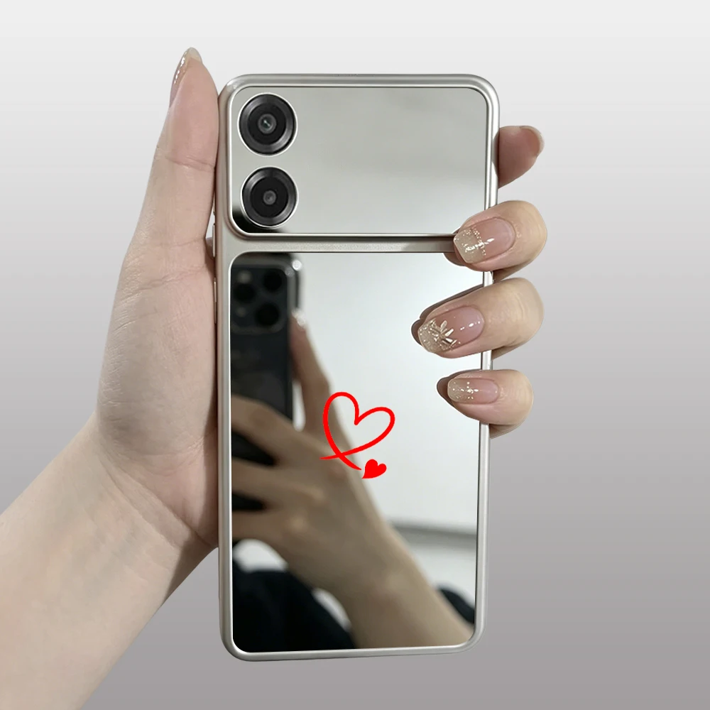 Роскошный чехол для телефона с зеркалом для макияжа для OPPO A5 A5X A6 A6C A6X A6s A7 A17 A38 A58 A60 A76 A78 A98 Pro, мягкий чехол с узором в виде сердца (art.: 3920db95b28cf) - 3920db95b28cf