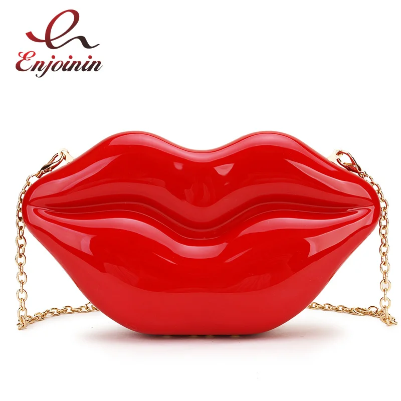 

Sexy Red Lips Design Women Party Clutch Evening Bag Dazzling Female Chain Bag 2023 Bag Purses and Handbags Pouch Fashion