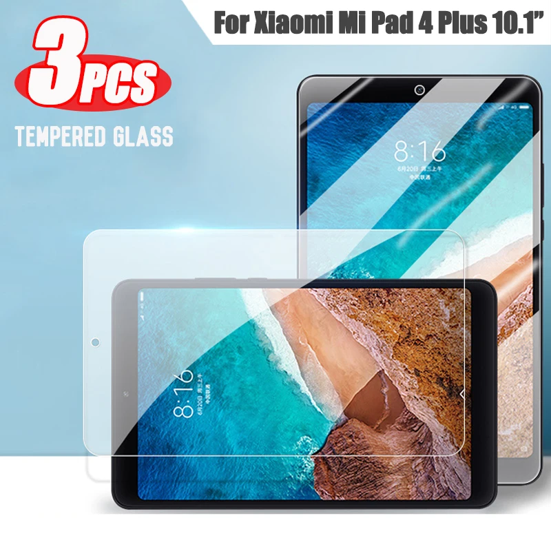 

3 шт. 9H закаленное стекло для защиты экрана для Xiaomi Mi Pad 4 Plus 10,1 дюймов, защитное стекло pad4 plus, защитная пленка от царапин