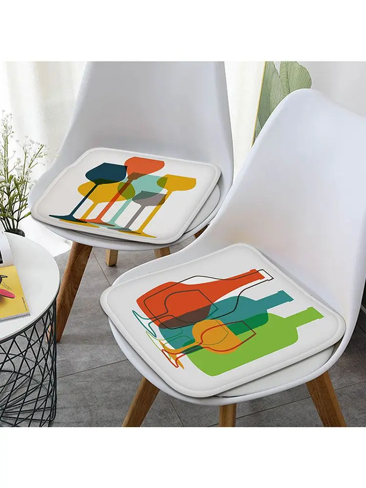 

Abstract Colorful Gray Tableware Painting Rice Bowl Art Plush Cushion Home Back Cushion Soft Comfortable 50x50cm Chair Cushions