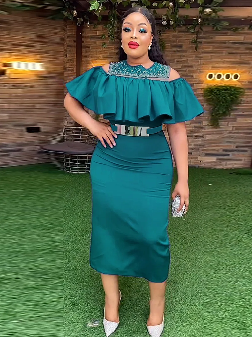 Женское облегающее платье длинное в африканском стиле 2023