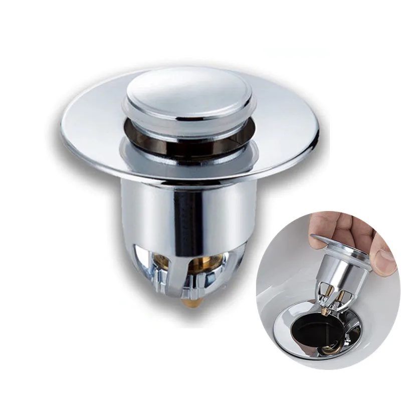 

Universal Brass Bathroom Sink Stopper Bullet Core Push Type Basin Pop-Up Drain Filter Bathtub Converter Sink Drain Strainer Plug