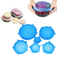 silicone food fresh keeping cover of vegetablesfruitsmeals drinks elastic durable reusable sealing cover kitchen gadget 6pcs