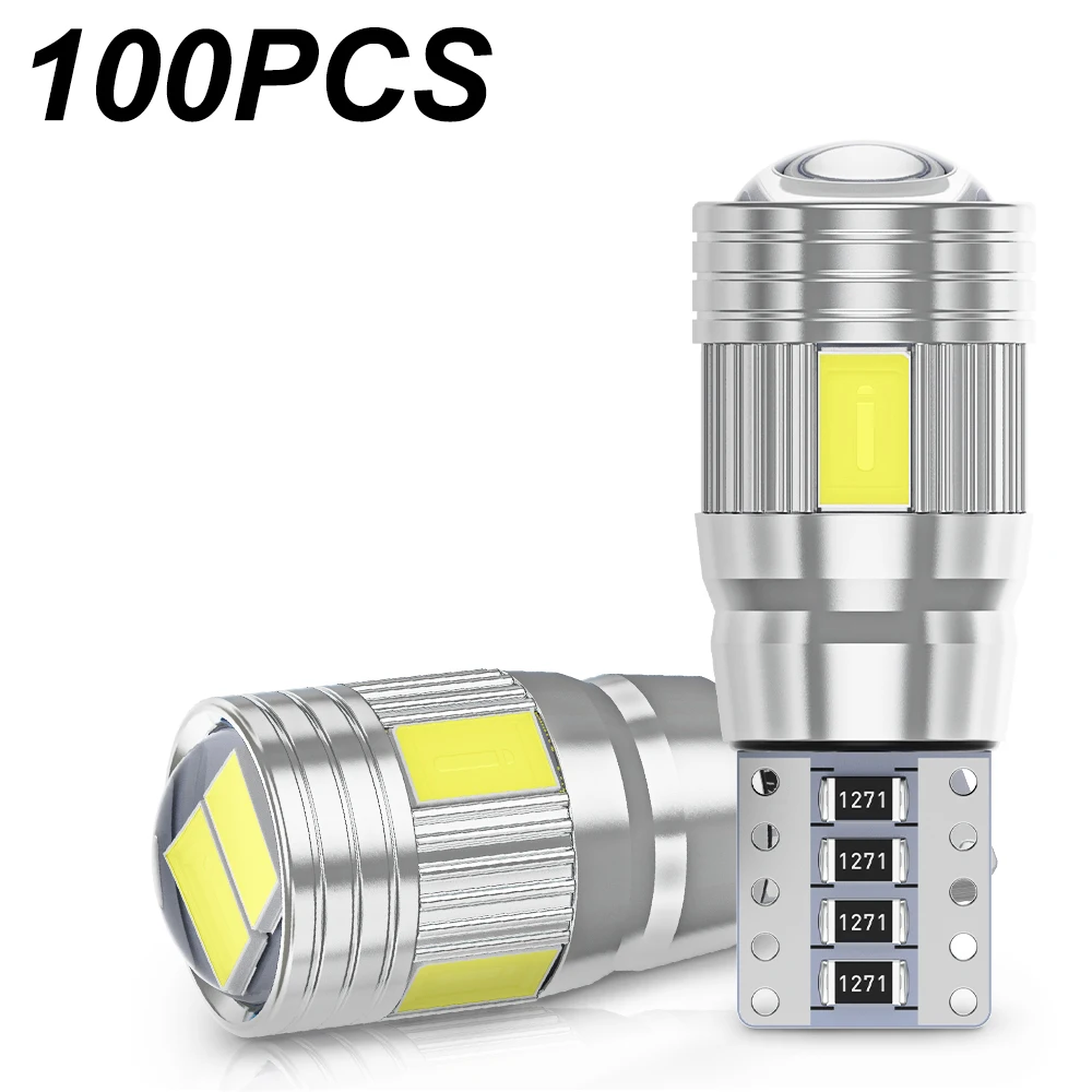 

100PCS Led W5W T10 Car Led Signal Lamp 501 194 Bulbs 5630 6SMD Clearance Lights Reading Lights Interior Lights 6000K 12V White