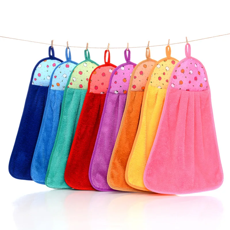 

Coral Fleece Bathroom Supplies Soft Hand Towel Absorbent Cloth Rag Hanging Cloth Cleaning Supplies Kitchen Accessories 28*40cm