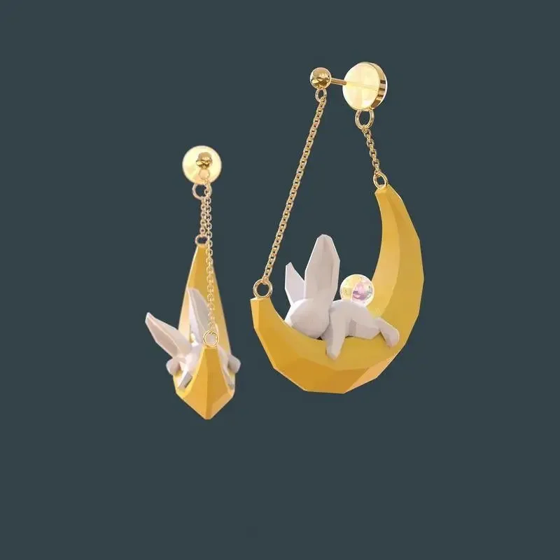 

Супер милый нефритовый кролик находится на Луне чувство дизайна Сладкая фотобледная фотография бледный хвост из хрустального шара