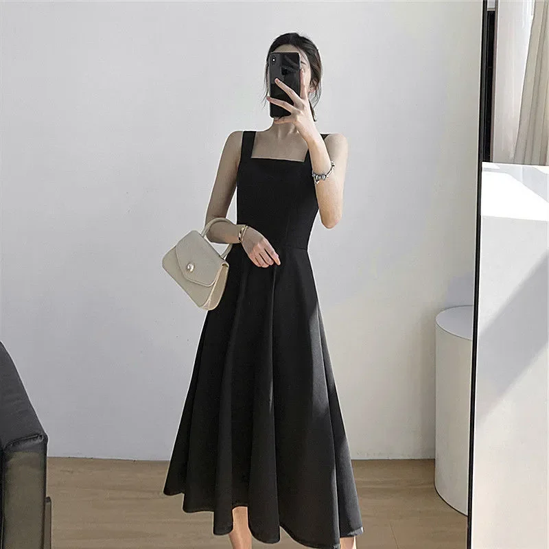 

French Retro Suspender Dress Elegant Women's 2023 Spring And Summer Sundress Sexy Hepburn Black Tank Dress Dresses For Women