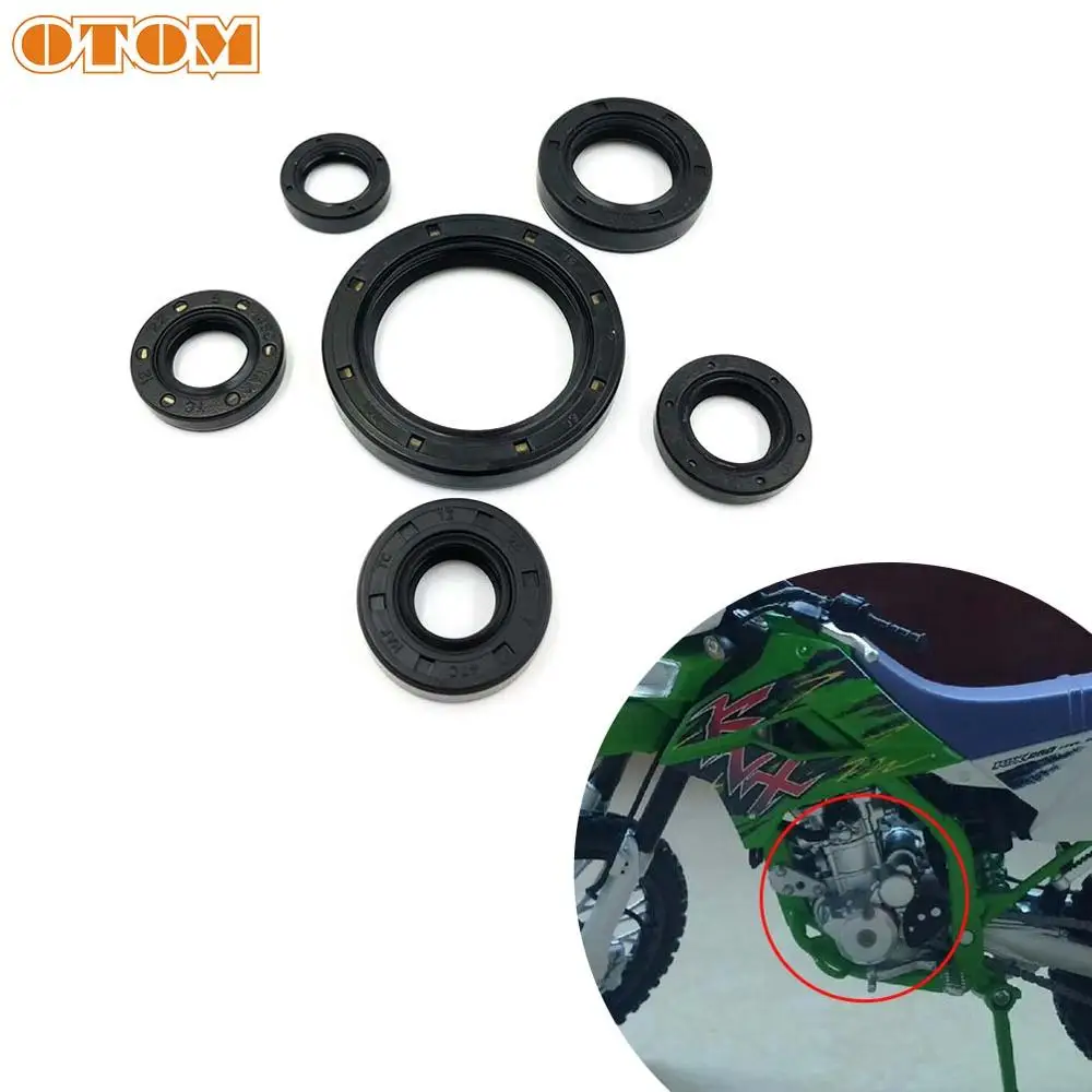 

OTOM Black Rubber Engine Oil Seal Kit For KAWASAKI KLX250 1993-2018 KLX300 1996-2007 Motorbike Clutch Starter Shift Crank Seals