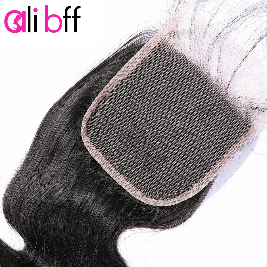 ALI BFF волнистая застежка 4*4 свободная и средняя часть 100% человеческие волосы