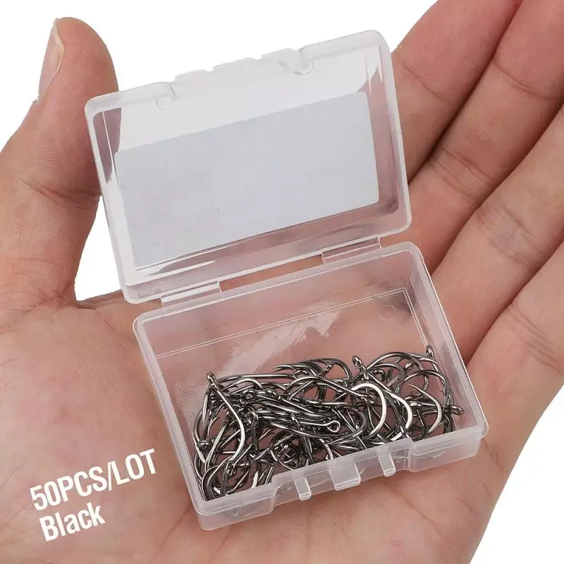 

50Pcs/set Fishing Hooks Set High Carbon Steel Single Circle Fishhooks Jip Barbed Carp Hooks Sea Tackle Fly Fishing Accessories