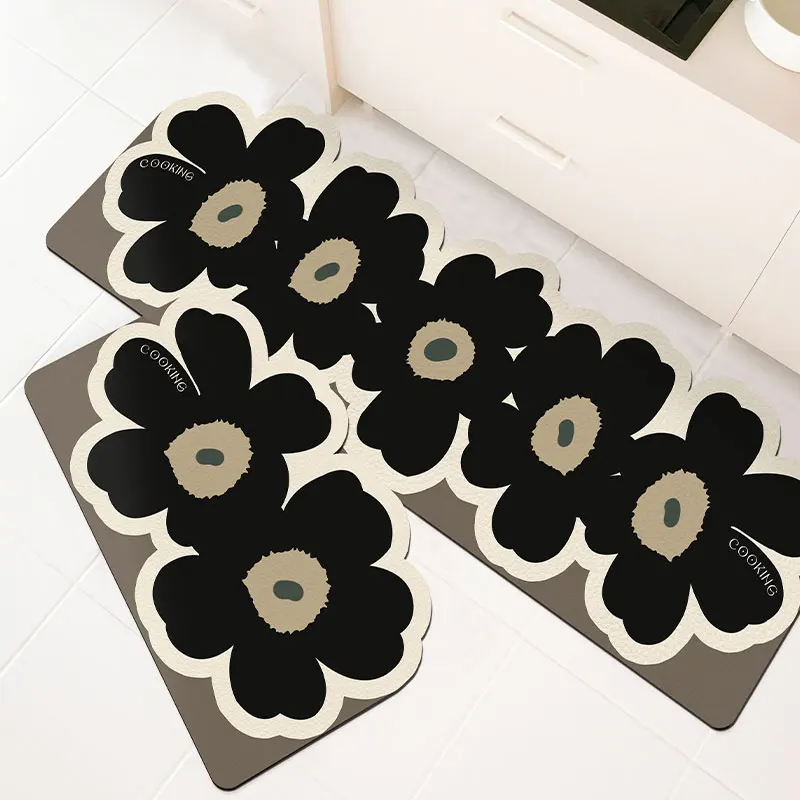 

French Flower Irregular Long Carpet Kitchen Non-Slip Carpet Corridor Entrance Door Mat Bathroom Carpet