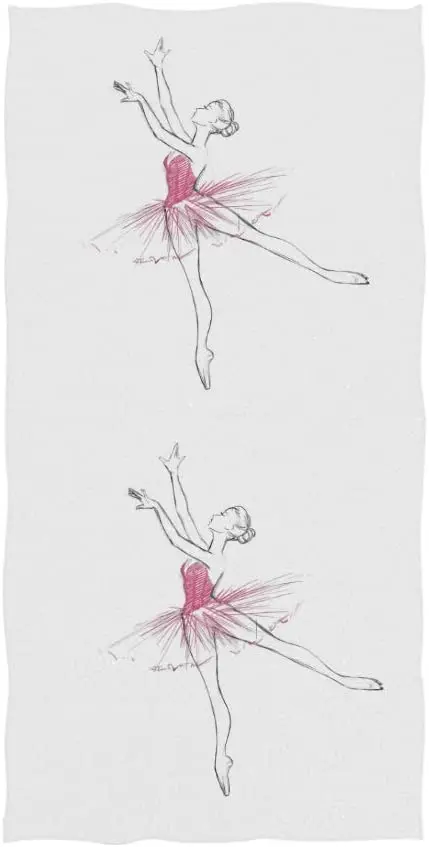 

Face Towel Ballerina Girl Dancer in Pink Ballet Suit Dancing On White Soft Bath Towel Absorbent Hand Towels Multipurpose for Bat