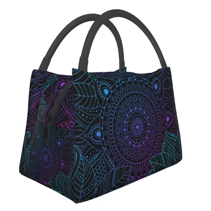 

Jungle Night Mandala Insulated Lunch Bags for Women Bohemian Resuable Cooler Thermal Bento Box Hospital Office