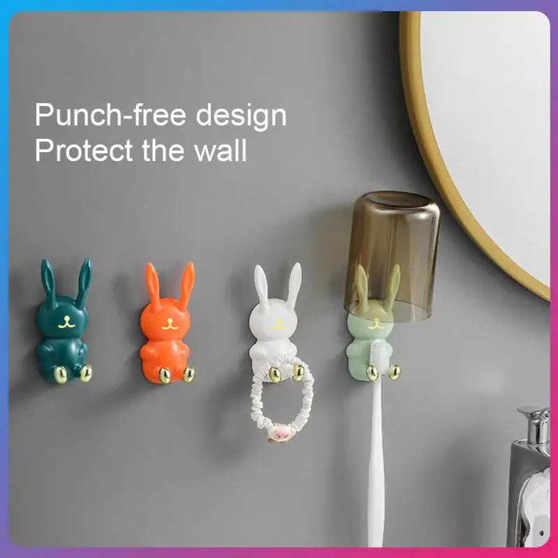 

Creative 2023 Adhesive Hook Wash Cup Toothbrush Hanger Strong Adhesive Sticking Perforation-free Hook Kitchen Accessories Hook