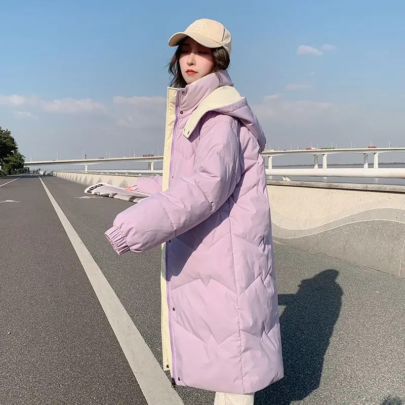 Loose Hooded Cotton Padded Windproof Parkas Elegant Warm Women Winter Coat Korean Long Sleeve Thicken Jacket Pullover S58