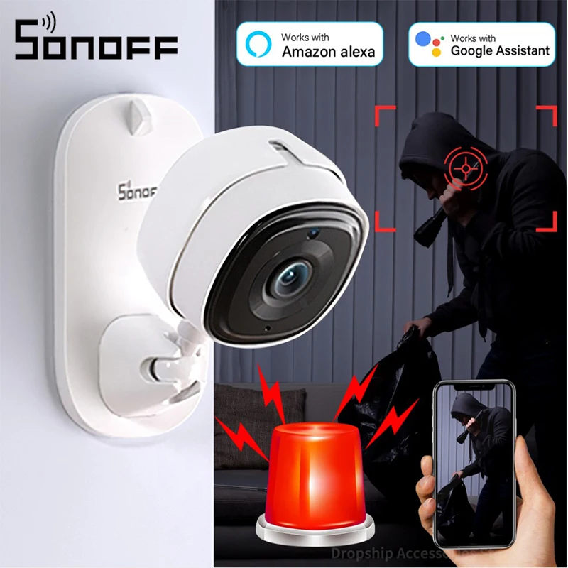 

SONOFF CAM Slim WiFi Smart Security Camera 1080P HD Motion Alarm Two-Way Audio Scene Linkage With Sonoff Devices Via EWeLink APP