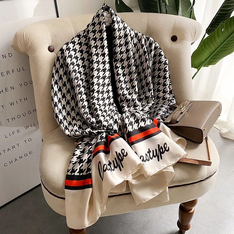 

Женский Шелковый зимний шарф, роскошный дизайн, женская пляжная шаль с принтом, шарфы, модный гладкий платок, Женский хиджаб 80x180 см