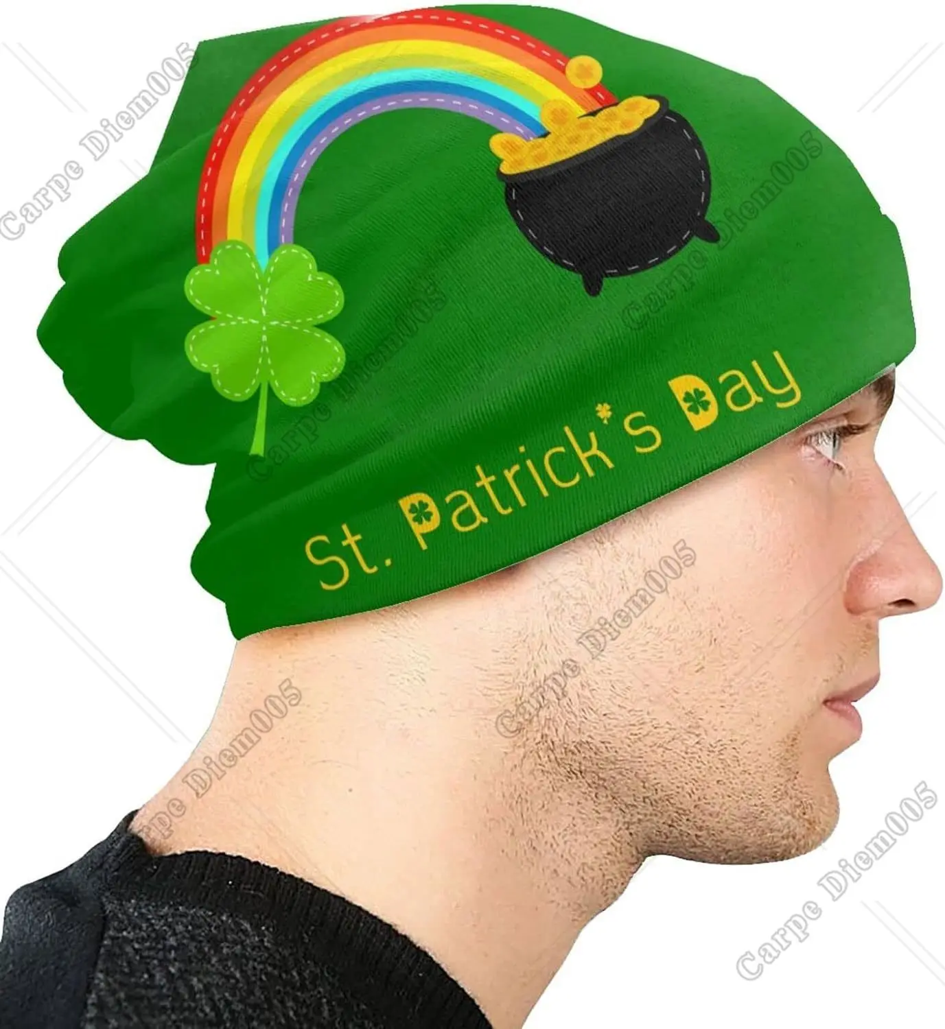 Шапка-бини в стиле Св. Патрика для мужчин и женщин Теплый головной убор с радужным