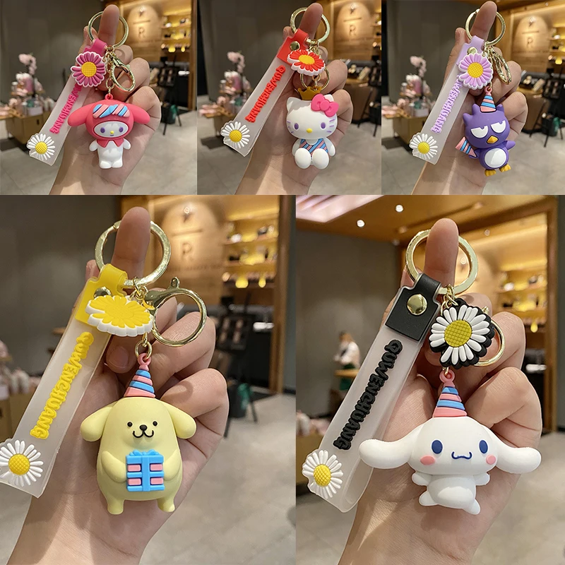 

Kittys My Melody Cinnamoroll Cartoon Doll Keychains Kawaii Anime Model Keyrings Girly Heart Bag Pendant Accessories Gifts Toys